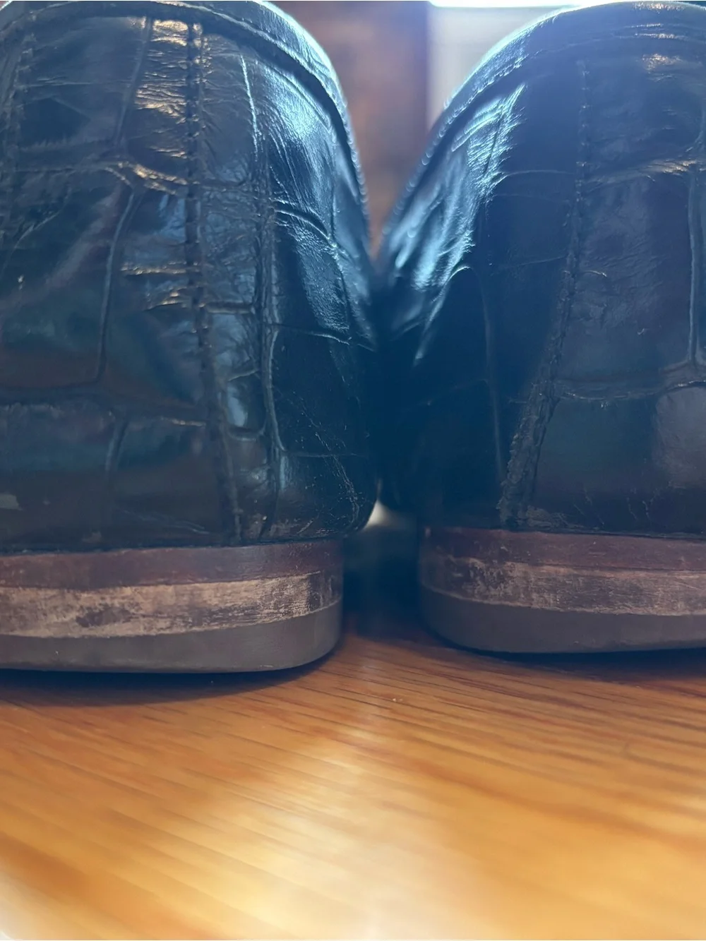 Black Croc-Embossed Leather Loafers 39
